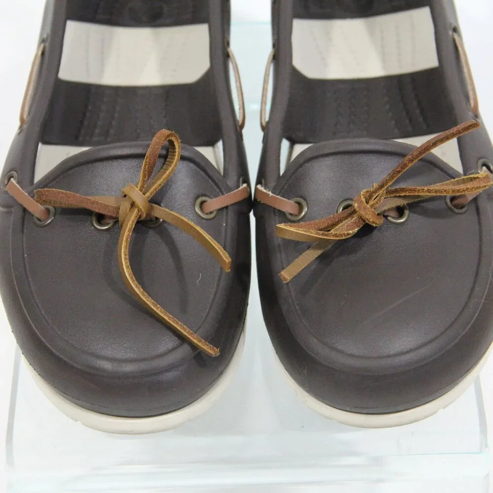 Crocs Beach Line Boat Shoes sz 7 Women Water Shoes Brown Moccasin